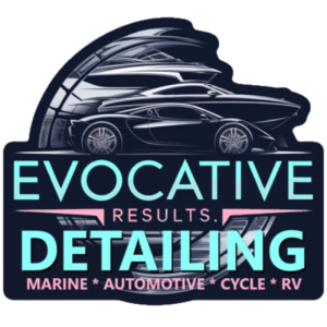 Evocative logo with teal and pink